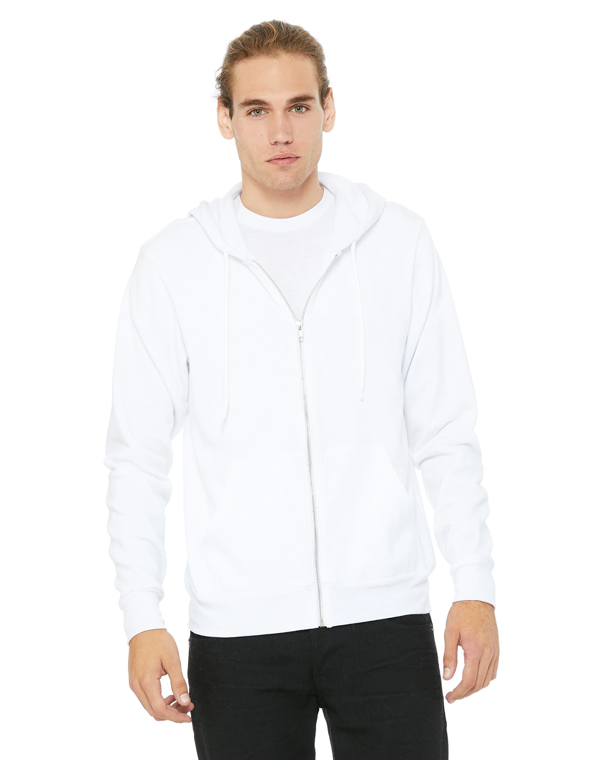 white zip up pullover