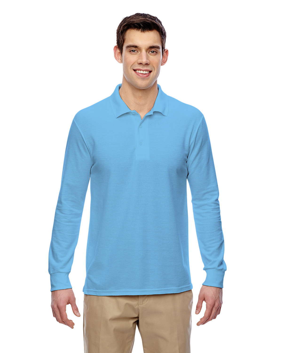 long sleeve polo light blue