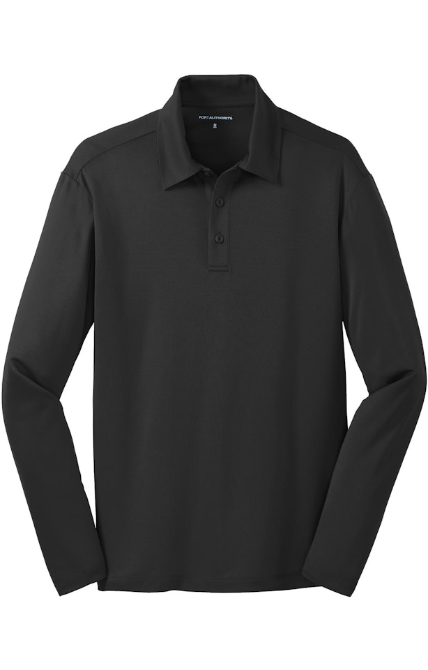 Port Authority K540LS Black Silk Touch Performance Long Sleeve Polo ...