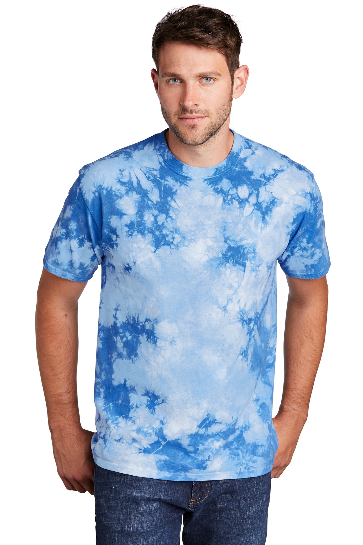 light blue tie dye t shirt