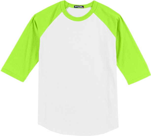 Sport-Tek Men's 3/4 Raglan Sleeves Colorblock Jersey_White/Forest_X-Small