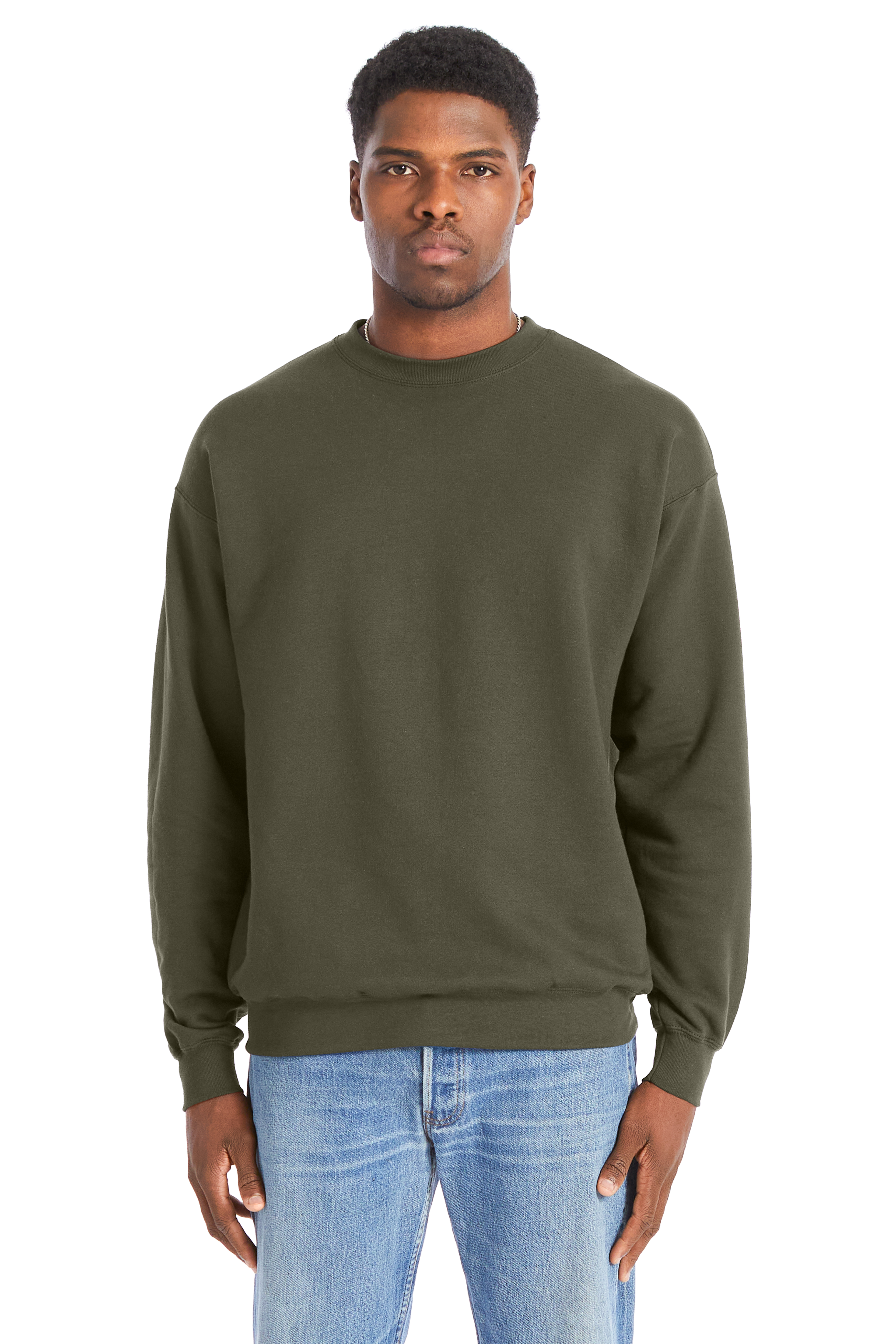 Olive green crew outlet neck