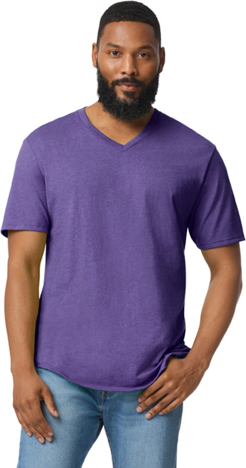 Gildan Men's Softstyle Preshrunk Heather V-Neck T-Shirt, Style G64V00, Size: XS, Black