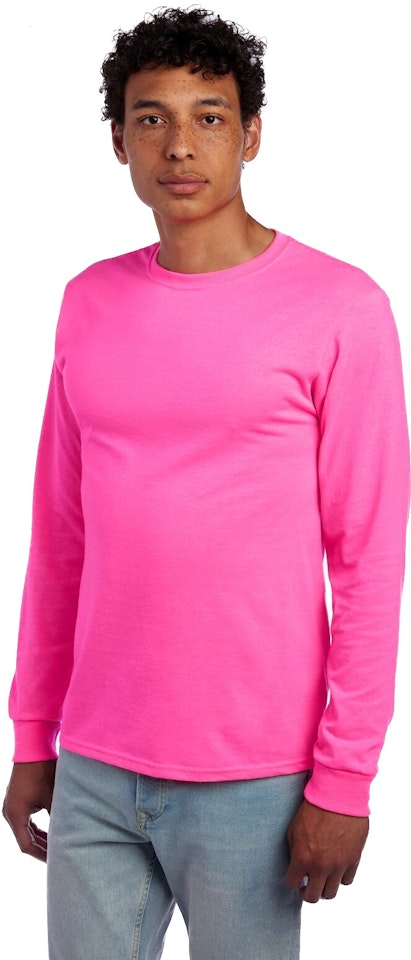 Jerzees Dri-Power Long Sleeve 50/50 T-Shirt - L / Neon Pink