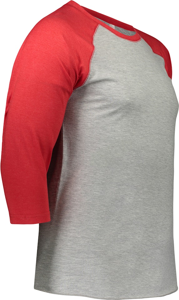 Bella + Canvas 3000C Men's Jersey Long-Sleeve Baseball T-Shirt - Deep Heather/Cardinal - M