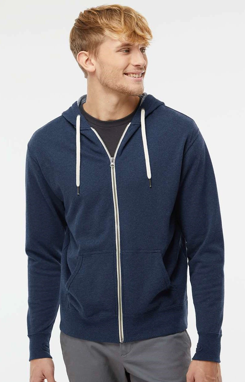 Independent Trading Prm90 Htz Unisex Heathered French Terry Full Zip Hooded  Sweatshirt | Jiffy Shirts