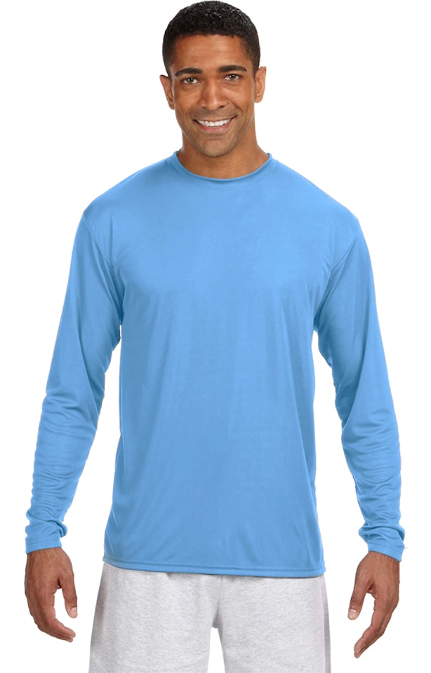 N3165 Light Blue Men's Performance Long Sleeve T-Shirt JiffyShirts