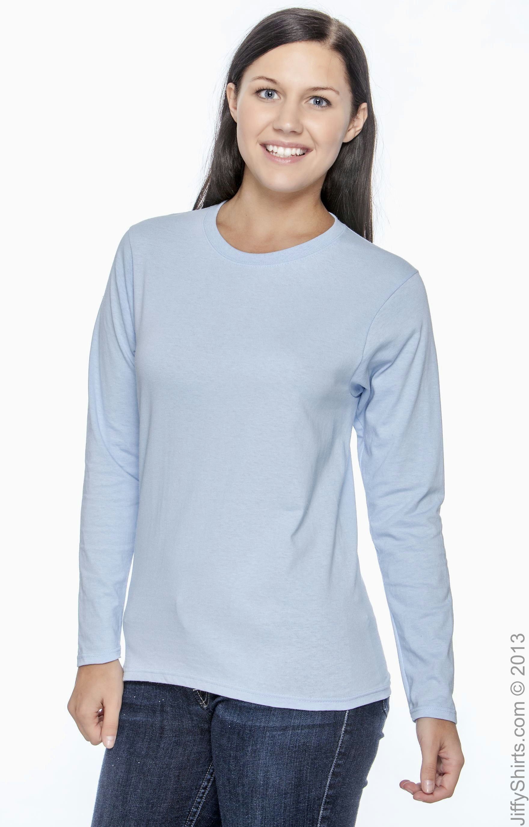 Gildan G240L White Women's Ultra Cotton Long-Sleeve T-Shirt