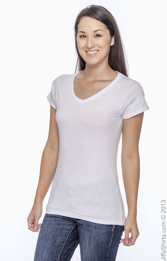 Gildan G64VL Ladies' SoftStyle® 4.5 oz. Fitted V-Neck T-Shirt ...
