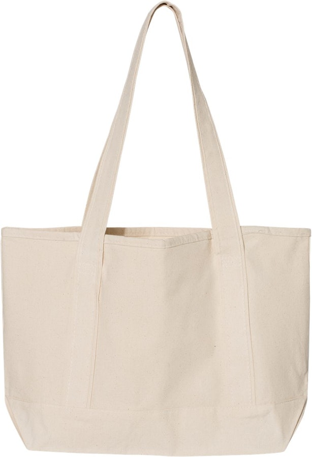 Q-tees Q125800 20L Small Deluxe Tote - Natural/ Navy - One Size