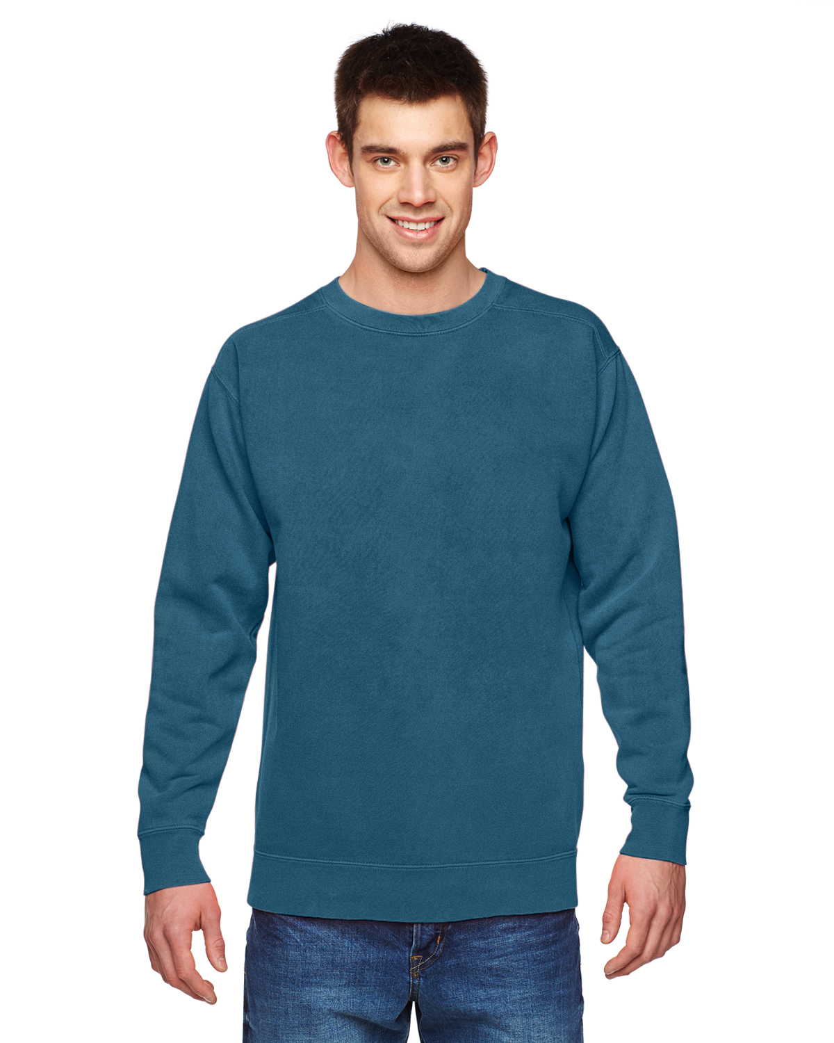 Comfort Colors 1566 Topaz Blue Adult Crewneck Sweatshirt [ 1500 x 1200 Pixel ]