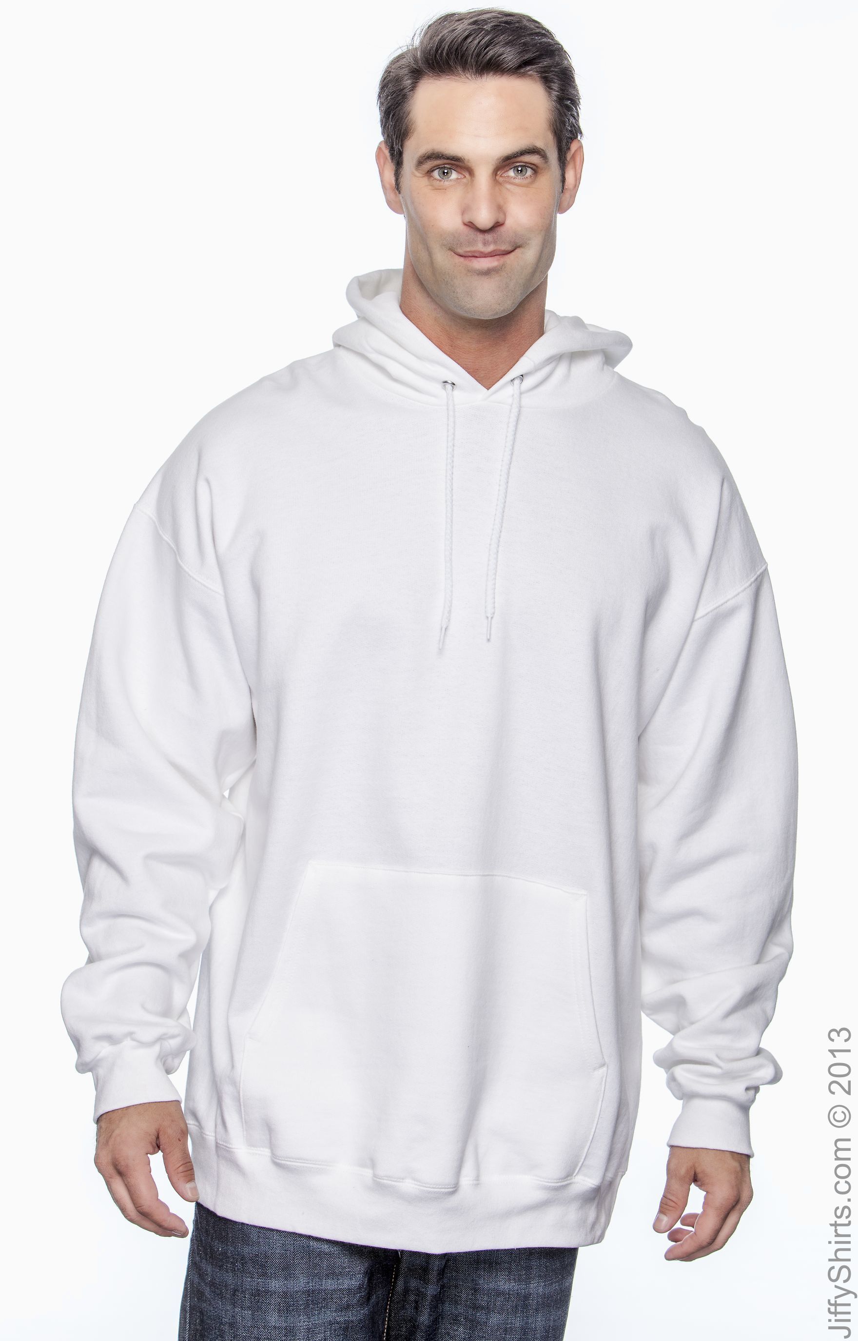 Hanes F170 White 9.7 oz. Ultimate Cotton® 90/10 Pullover Hoodie |  JiffyShirts