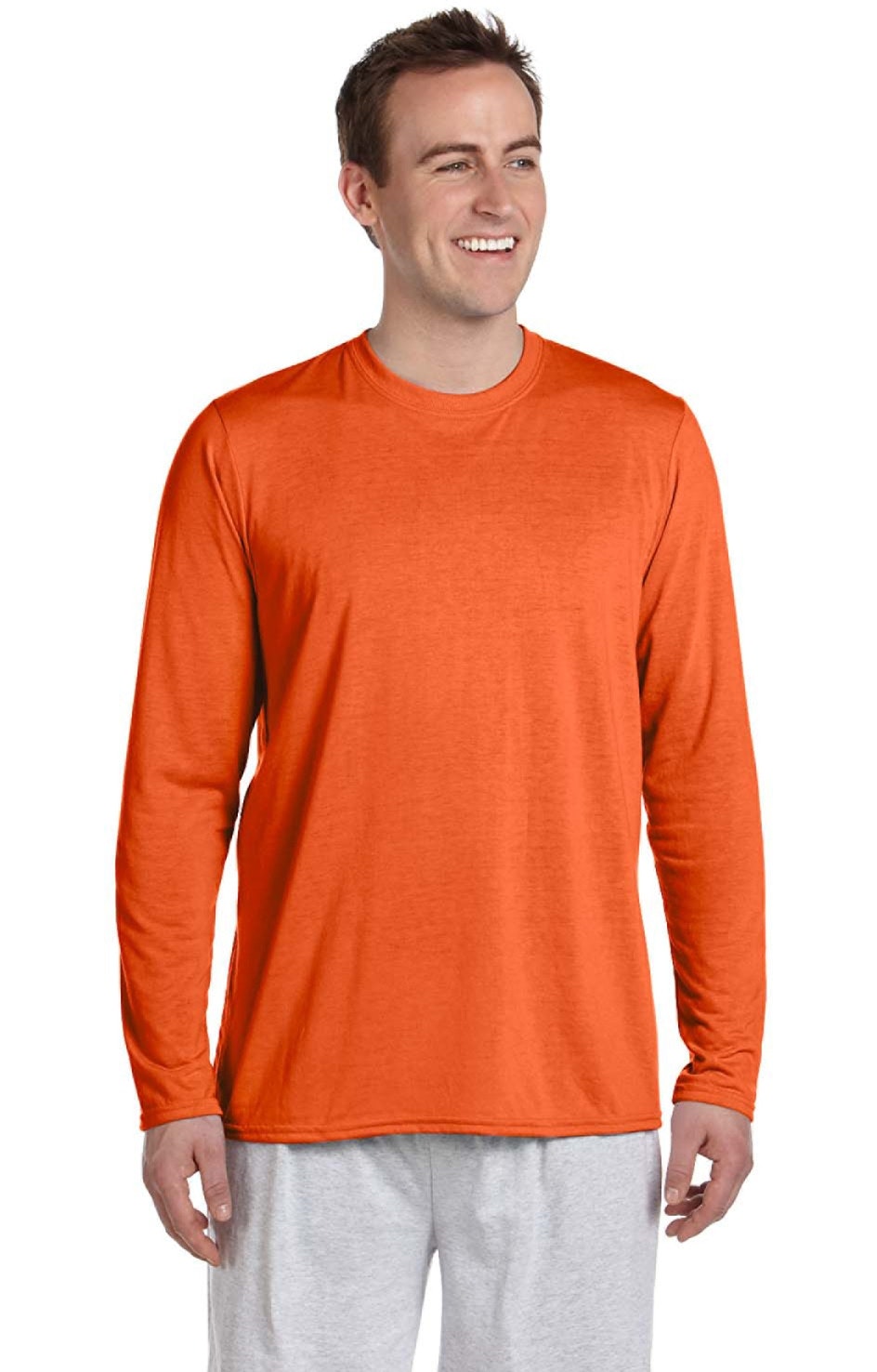Gildan G424 Orange Adult Performance® Adult 5 oz. Long-Sleeve T-Shirt ...