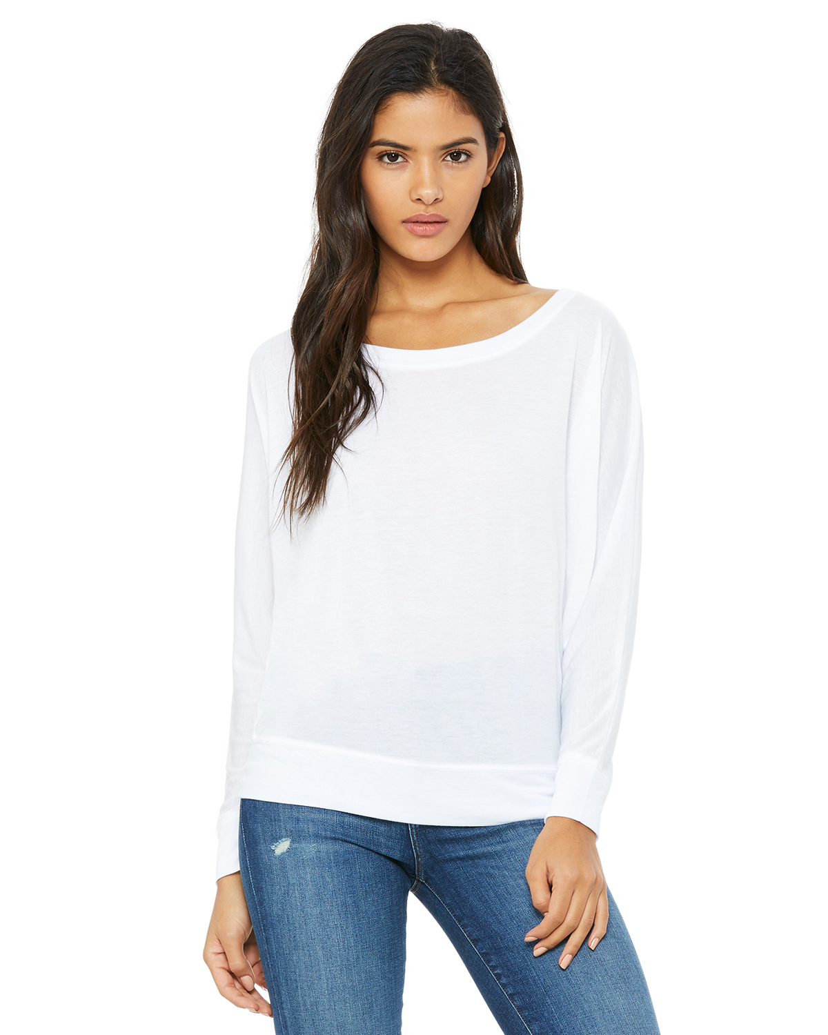 off the shoulder long sleeve white shirt