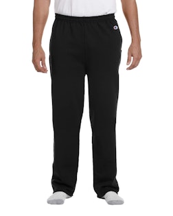 Champion P800 Black Adult 9 Oz Double Dry Eco® Open Bottom Fleece Pant With Pockets Jiffyshirts