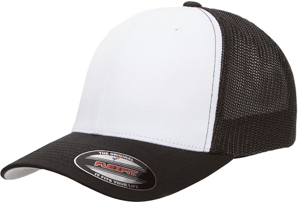 Yupoong 6511 W Jiffy Trucker | Cap Front Mesh Flexfit Shirts With White Panels