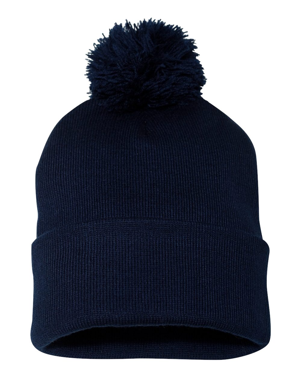 Sportsman Pom-Pom 12\" Knit Beanie One Size Royal Blue At Women's Clothing Store