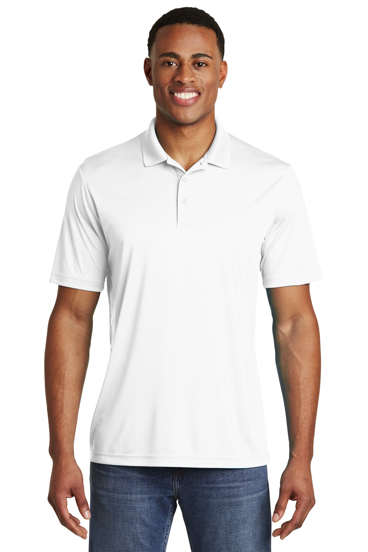 white polyester polo