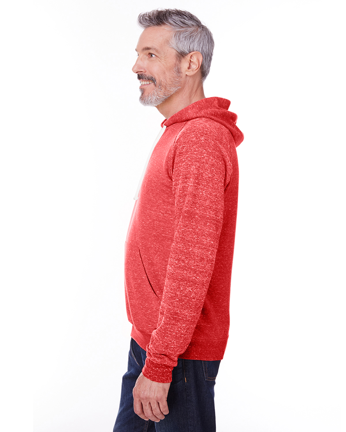 Jerzees 90MR Red Adult 7.2 oz., Snow Heather Raglan Hood | JiffyShirts