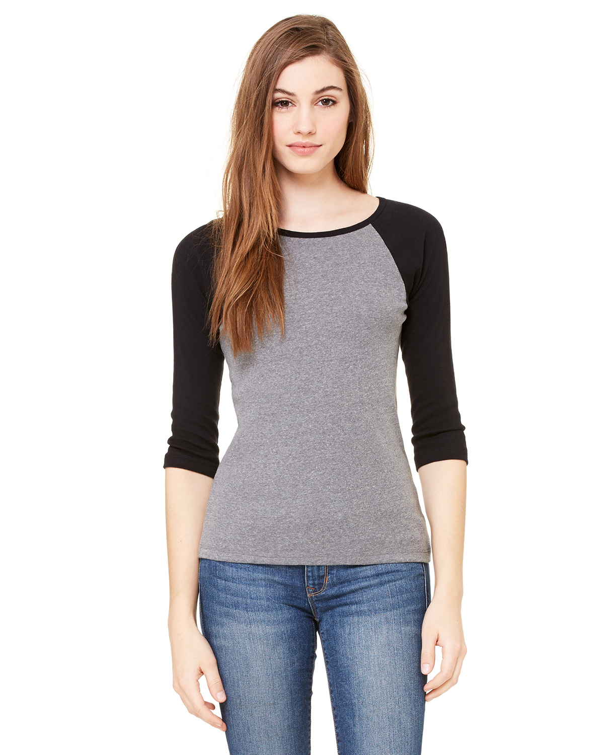 Bella B2000 3//4 Contrast Raglan Sleeve Rib Tee 2XL 1 White//Pink 1 White//Red