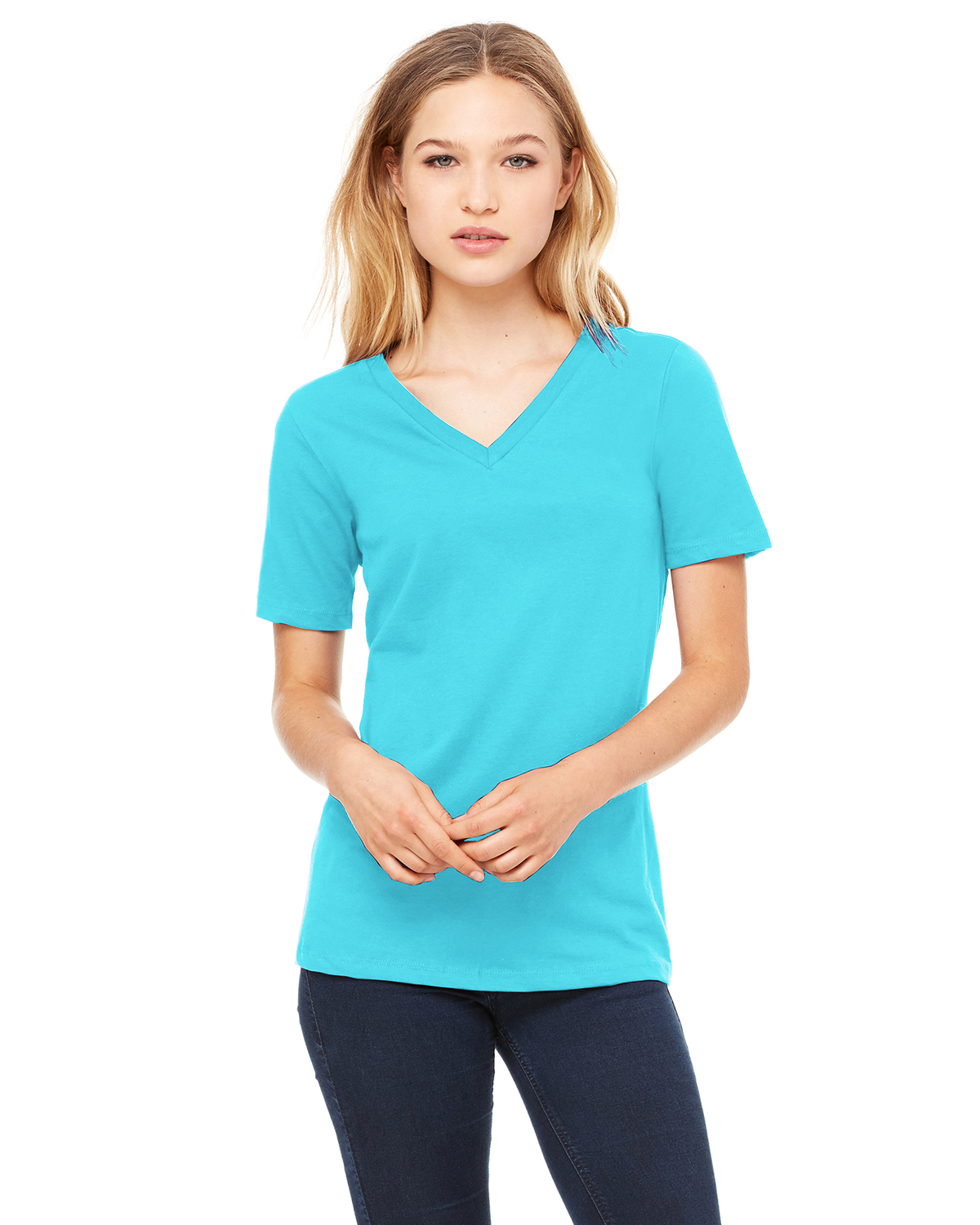 Teal v shop neck t shirt