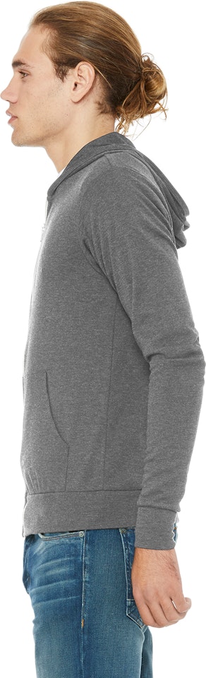 Custom Hoodies  Printed Bella + Canvas Men's Black Triblend Full-Zip Lightweight  Hoodie