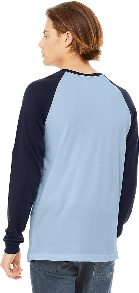 Mens Slimfitting Long Sleeve Baseball Shirt With Wood Hanger Blue