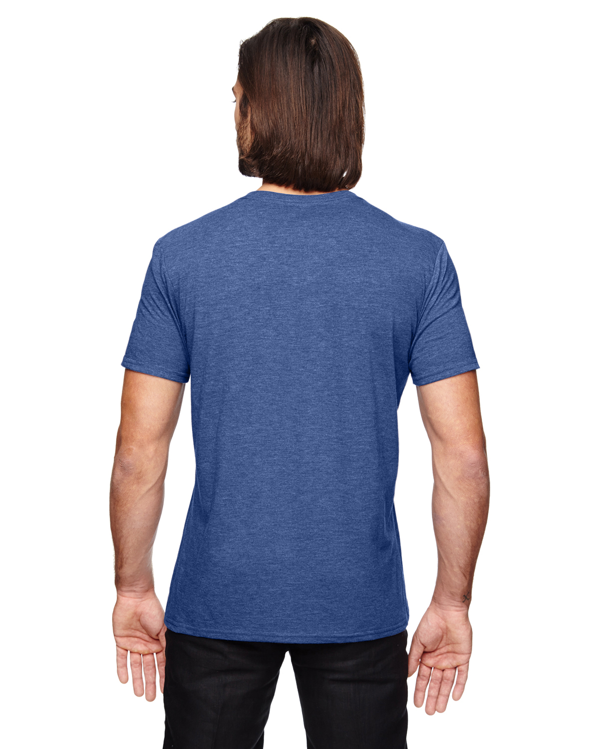 Download Anvil 6752 Heather Galapagos Blue Adult Triblend V-Neck T ...