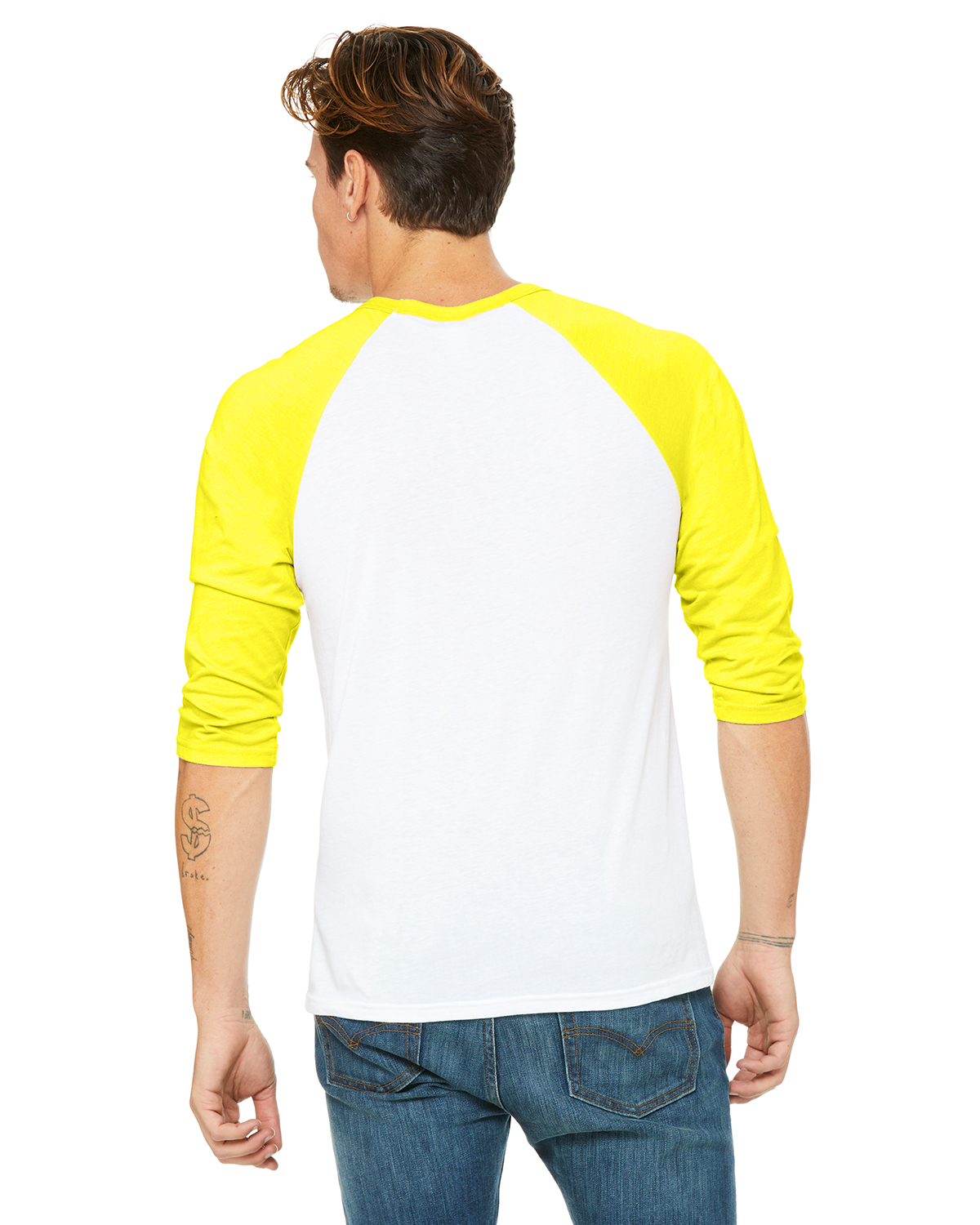 Yellow and store white baseball shirt