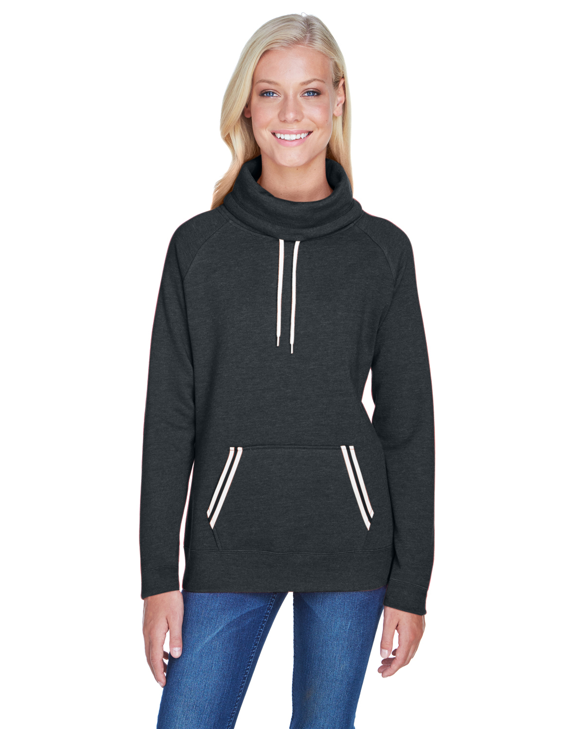 JA8653 Black Ladies' Relay Cowl Neck 