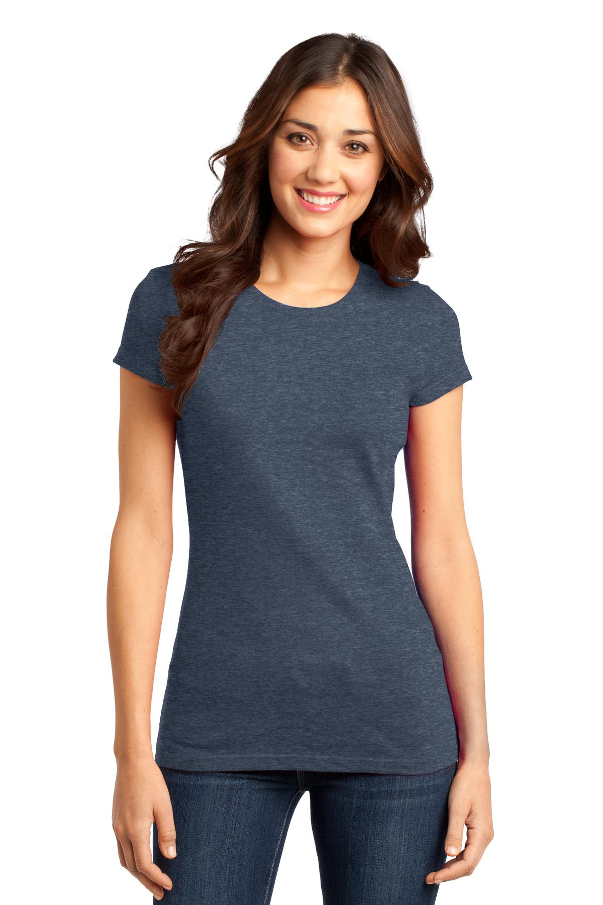 District DT6001 Heather Navy Ladies' Fitted Very Important Tee