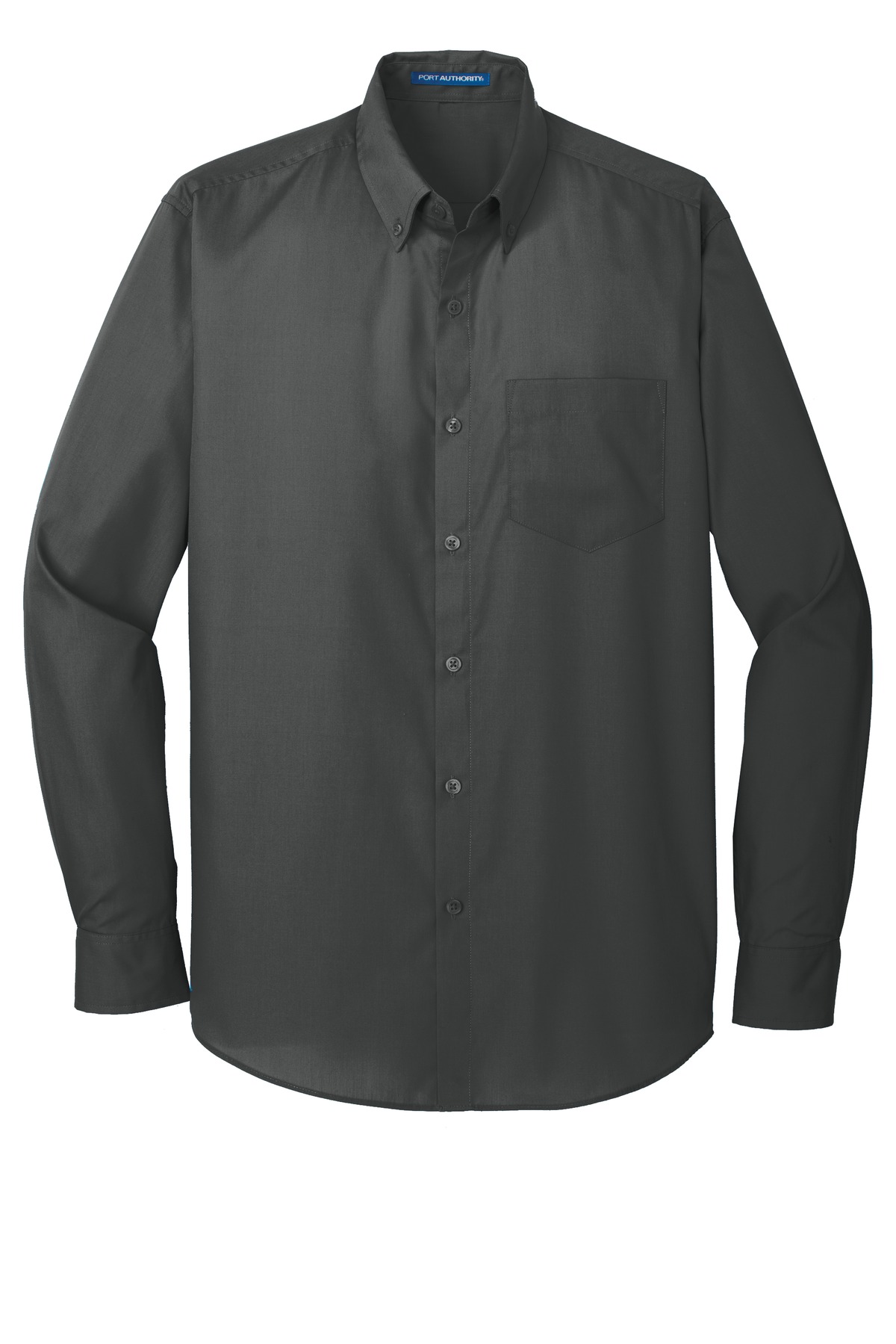Port Authority W100 Graphite Men's Long Sleeve Carefree Poplin Shirt