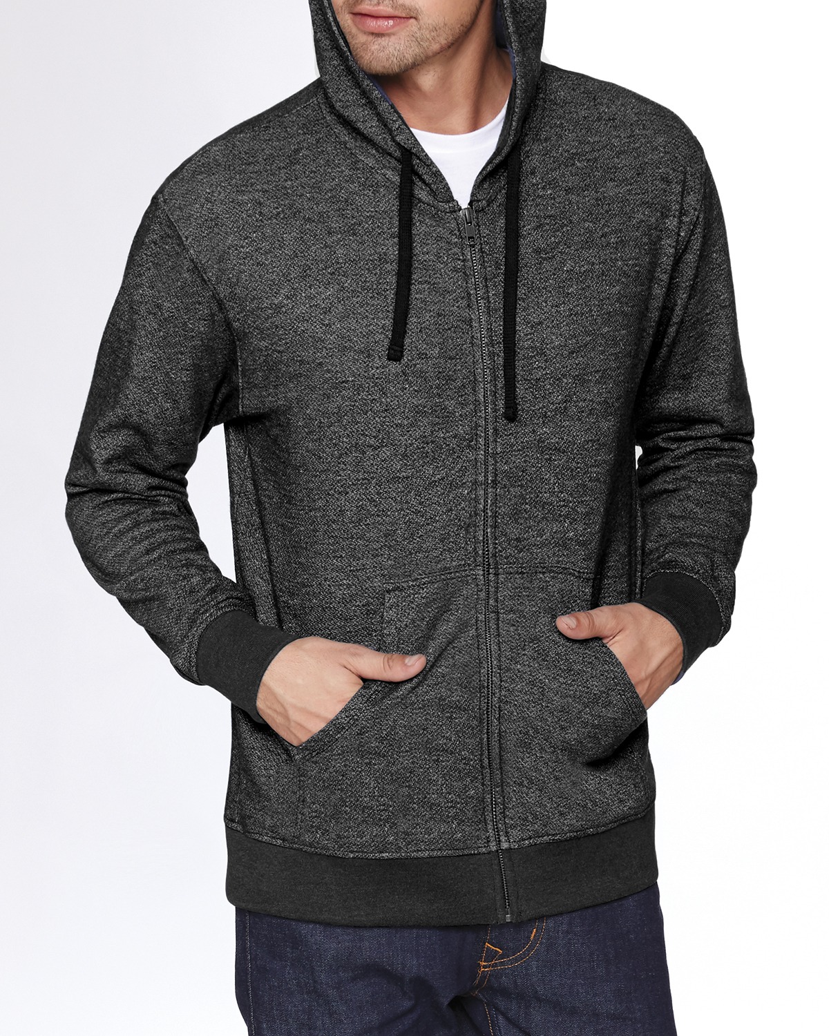 Black Adult Denim Fleece Full-Zip Hoody