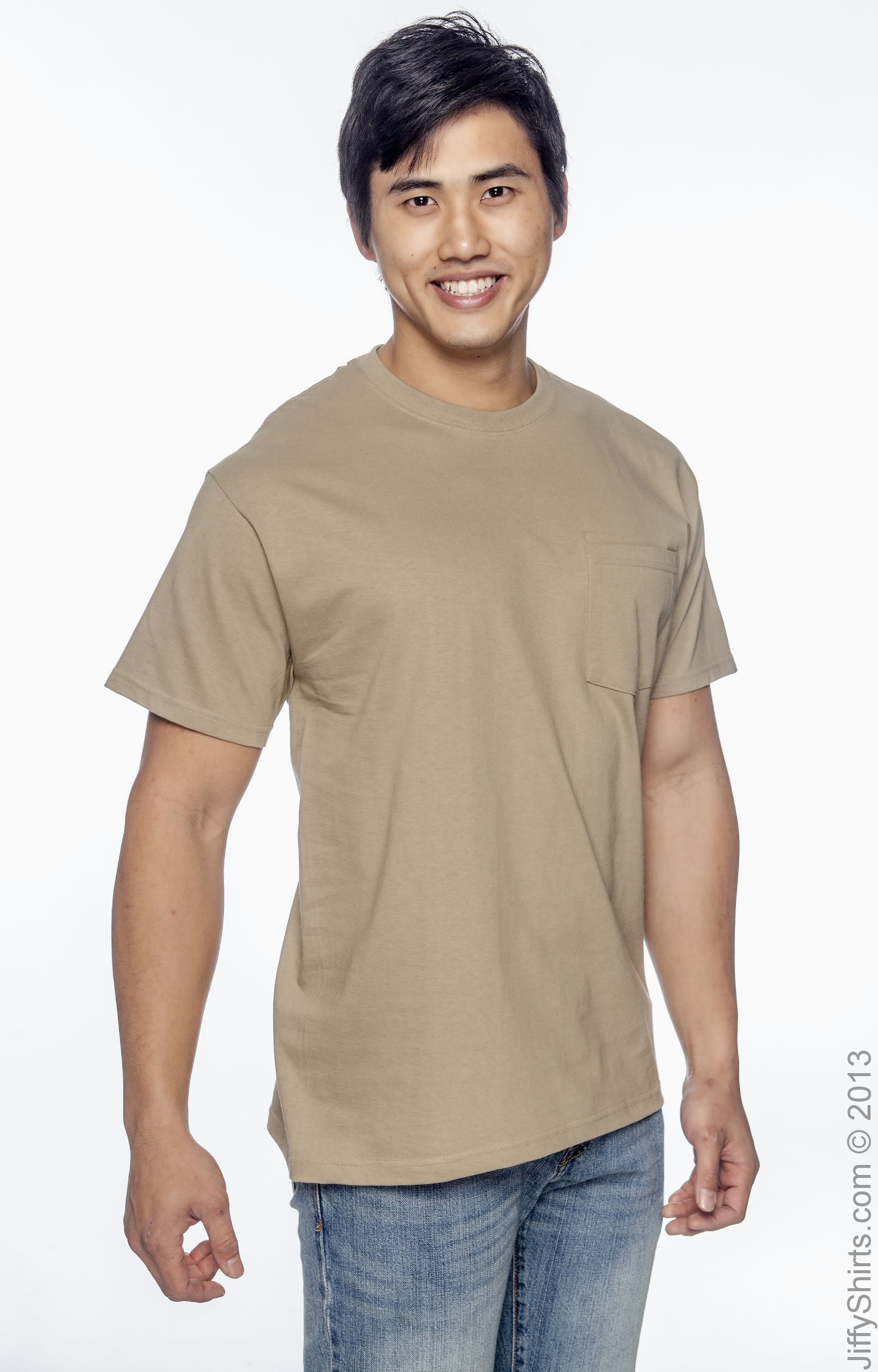 Fruit of the Loom 3931P Khaki Adult 5 oz. HD Cotton™ Pocket TShirt