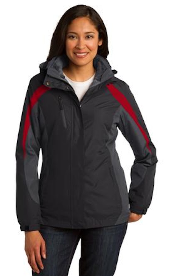 Port Authority L321 Black / Mg Gray / Red
