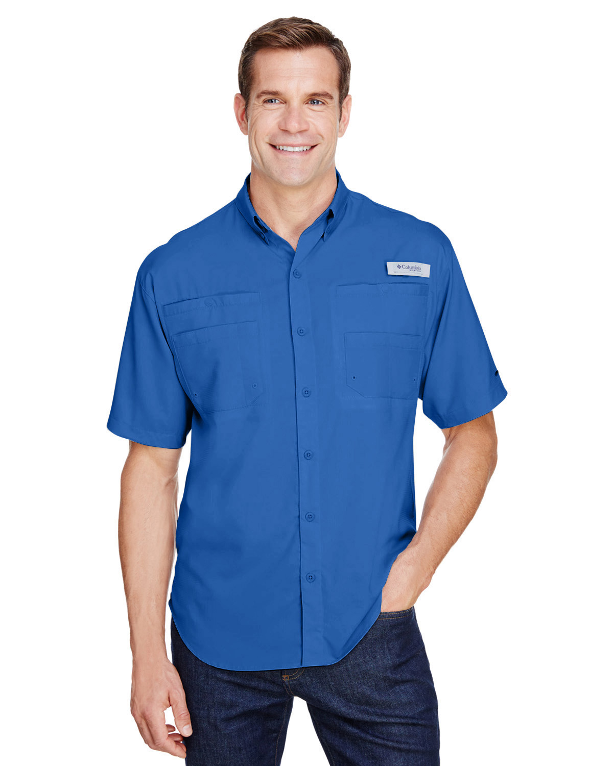 Columbia Tamiami Men's Short Sleeve Shirt - Powder Blue
