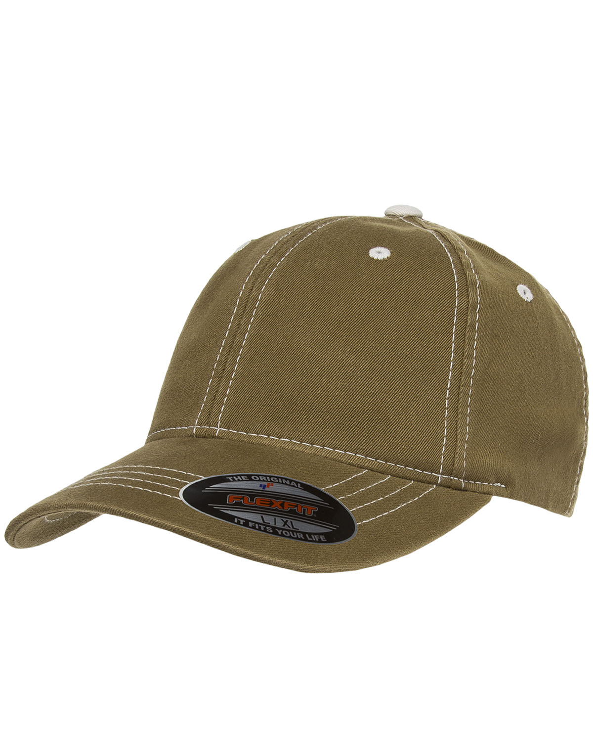 6386 Flexfit® Contrast Stitch Dad Hat Garment Washed Low Profile Flex Fit Cap