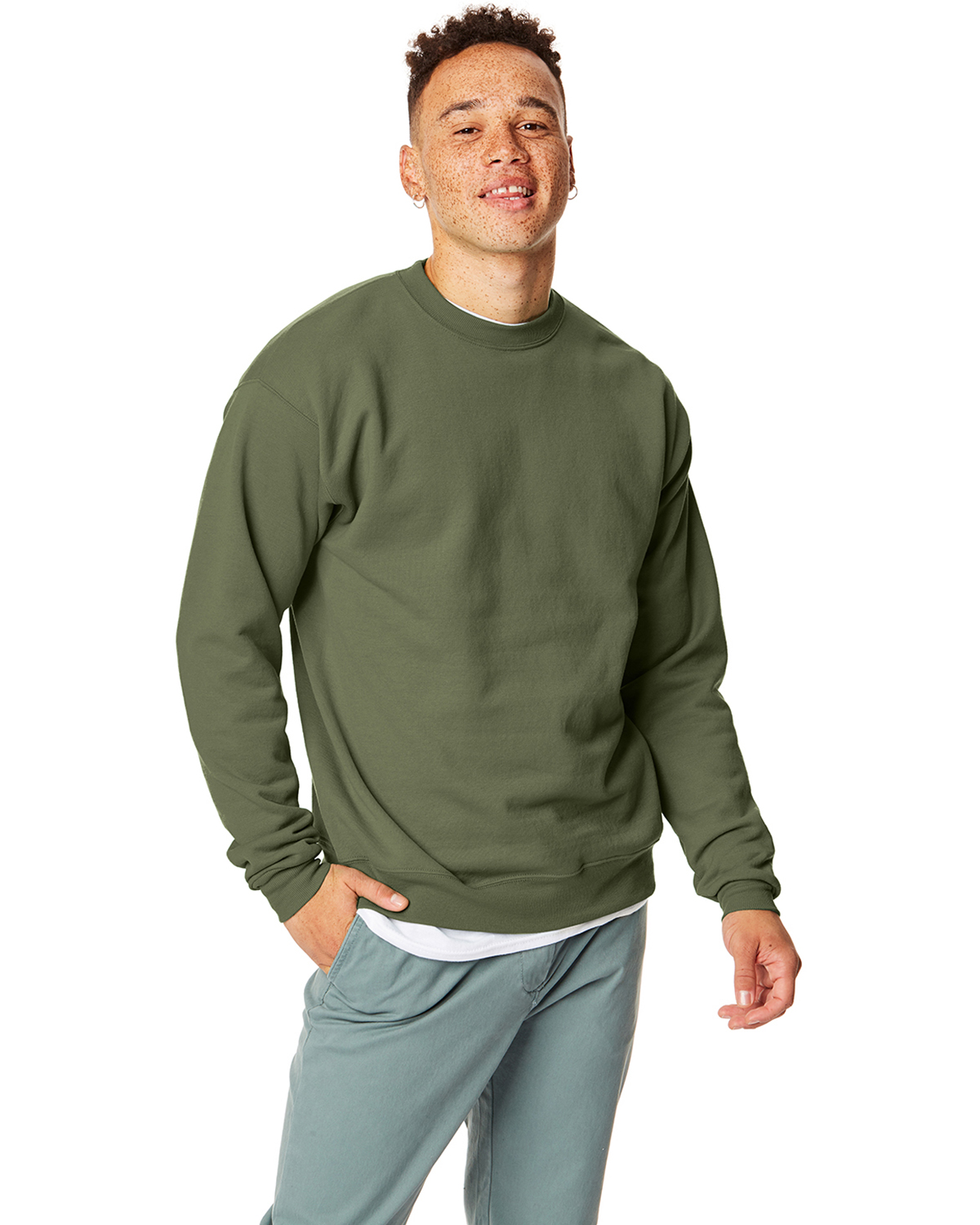 hanes stonewash green sweatshirt
