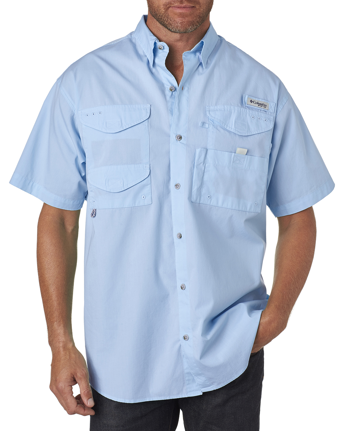 Mens Columbia Shirt Large Button Front Short Sleeve NWT Plaid Cotton Blend 