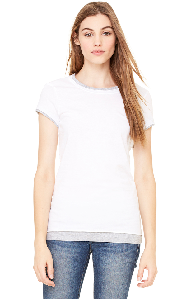 Bella + Canvas B8102 White / Heather Athletic Women's Sheer Jersey 2-in ...