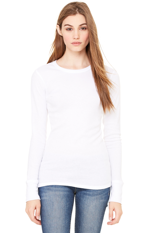 Download Bella + Canvas B8500 White Ladies' Thermal Long-Sleeve T-Shirt