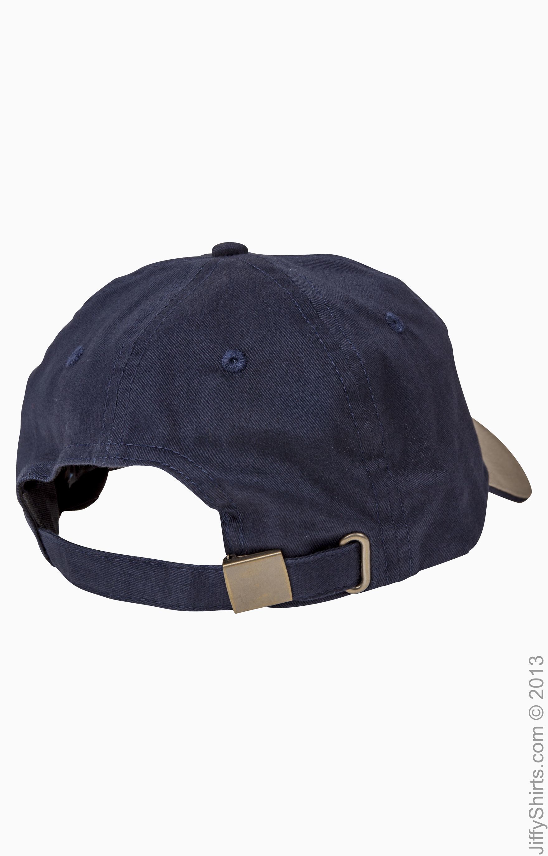 Harriton M840 White/Navy Unstructured Sandwich Baseball Cap