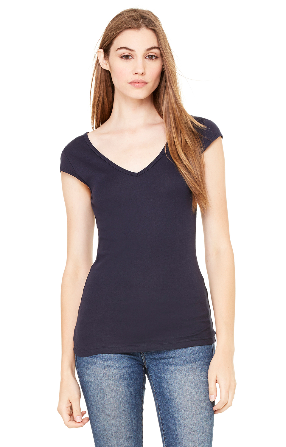 cap sleeve v neck tee