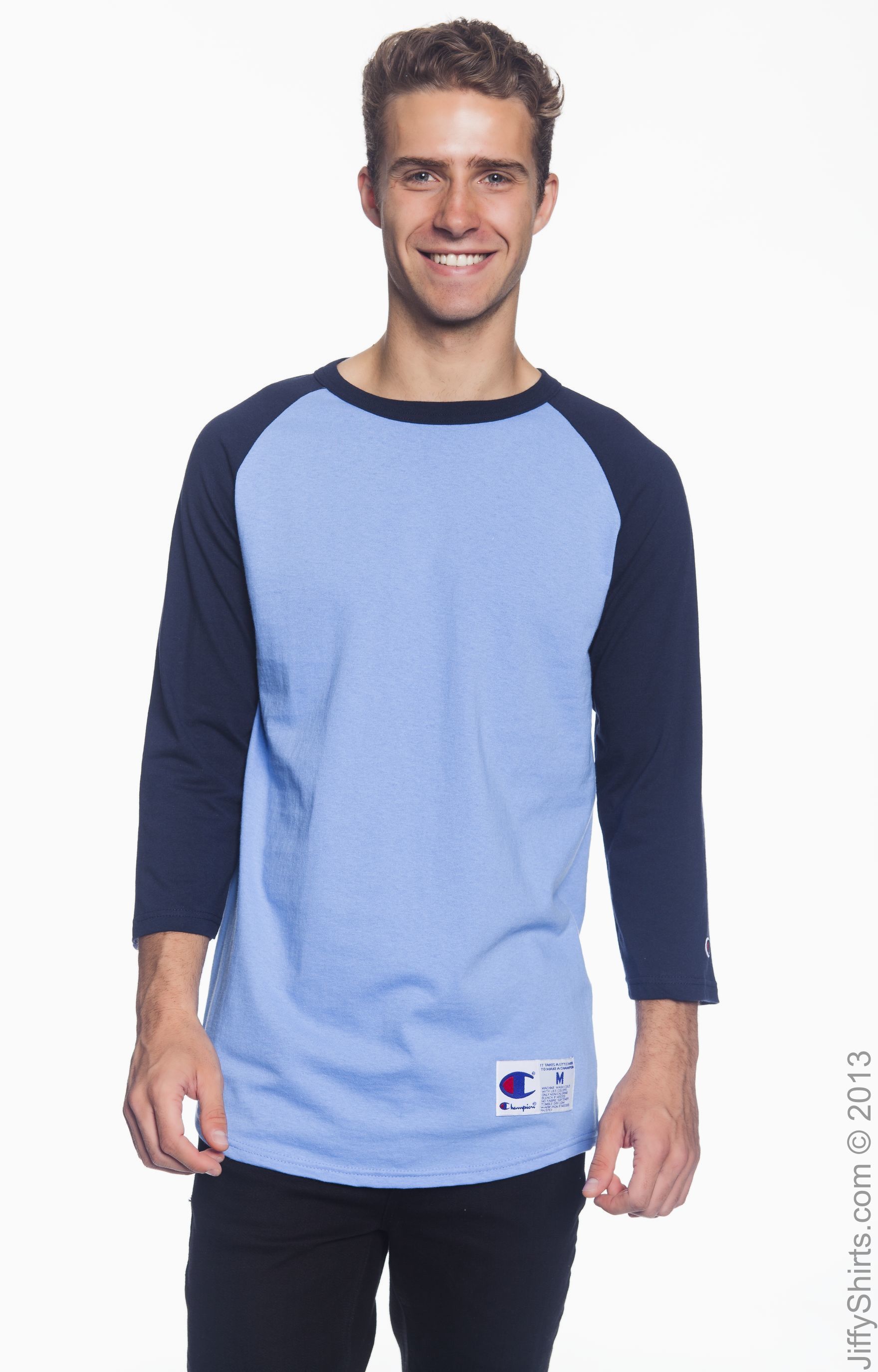 light blue long sleeve champion shirt