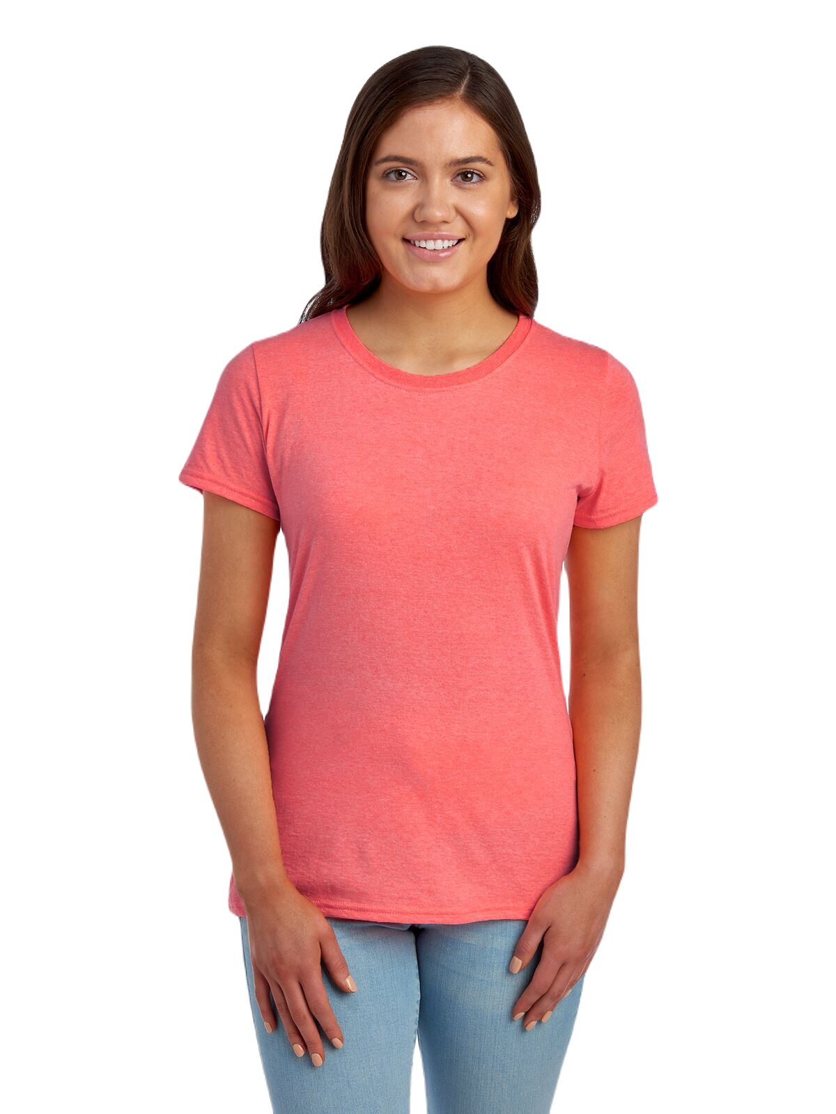 Retro heather coral tshirt deals fruit of the loom