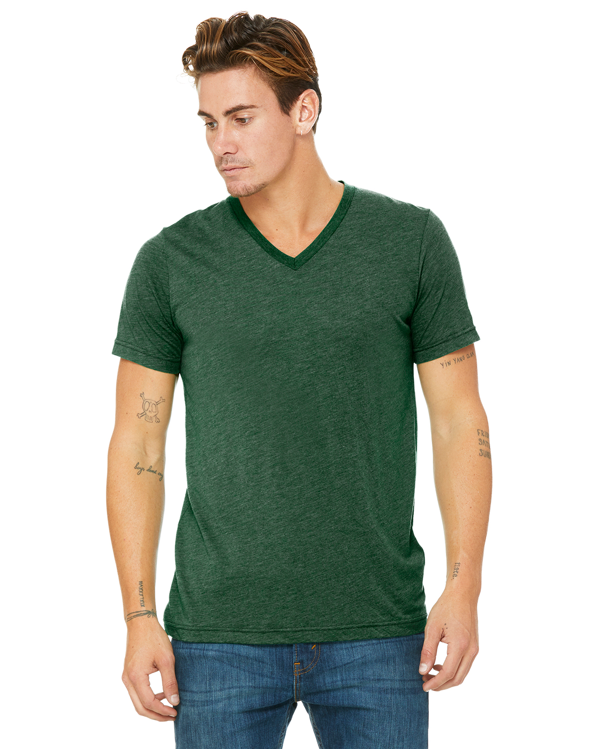 Download Bella Canvas 3415c Grass Green Triblend Unisex Triblend V Neck T Shirt