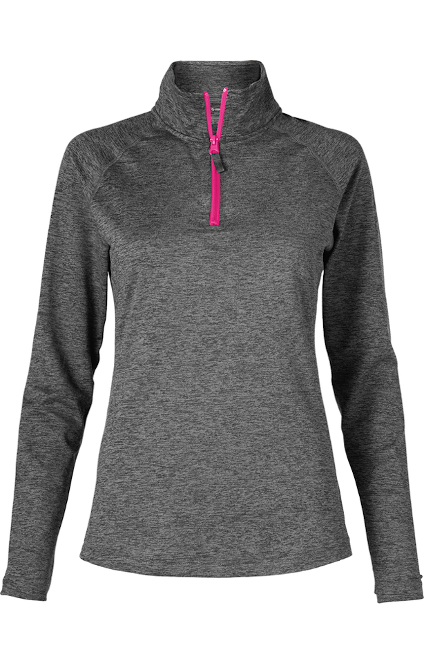 Soffe 2995V Gray Heather / Neon Pink