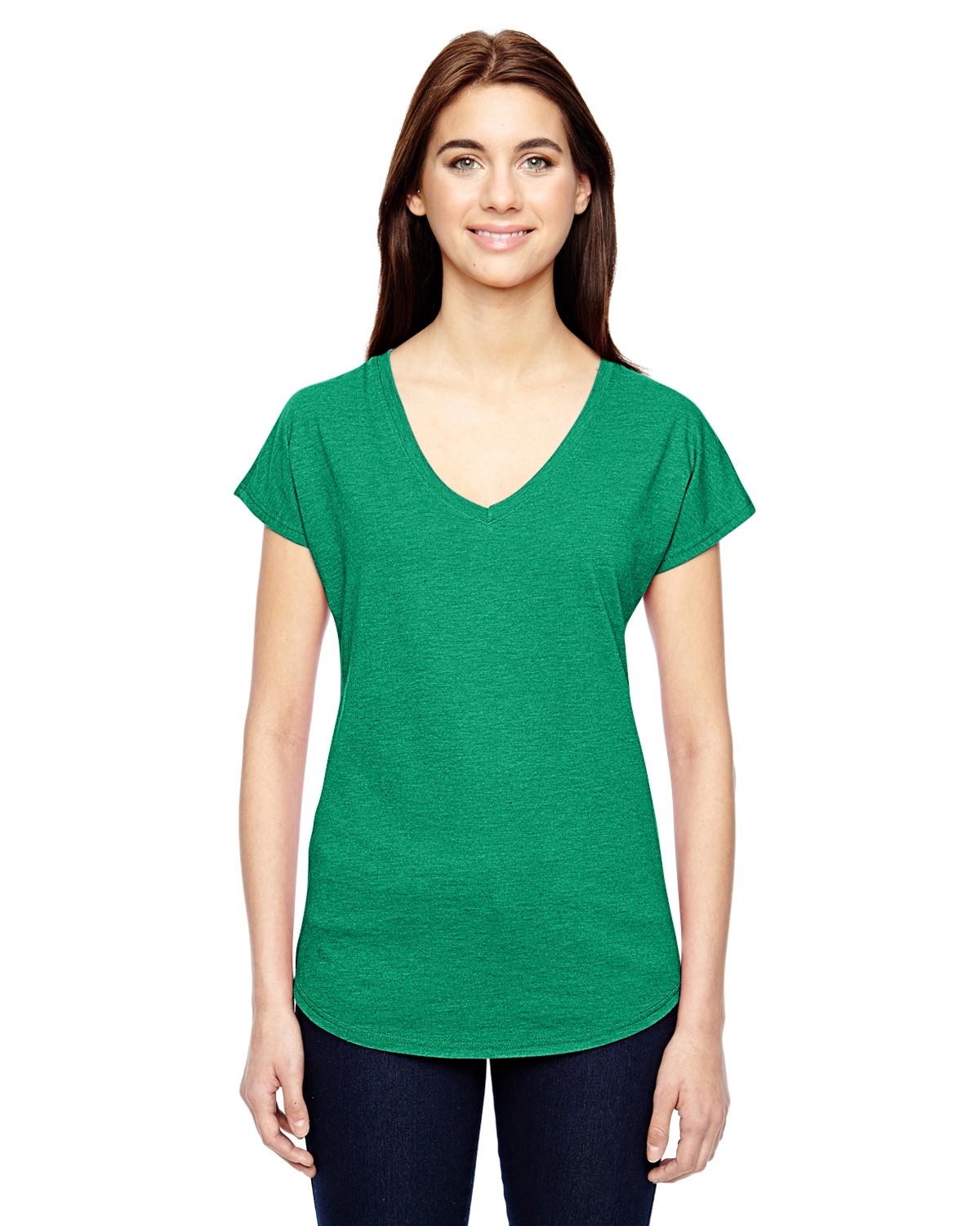 green v neck t shirt womens