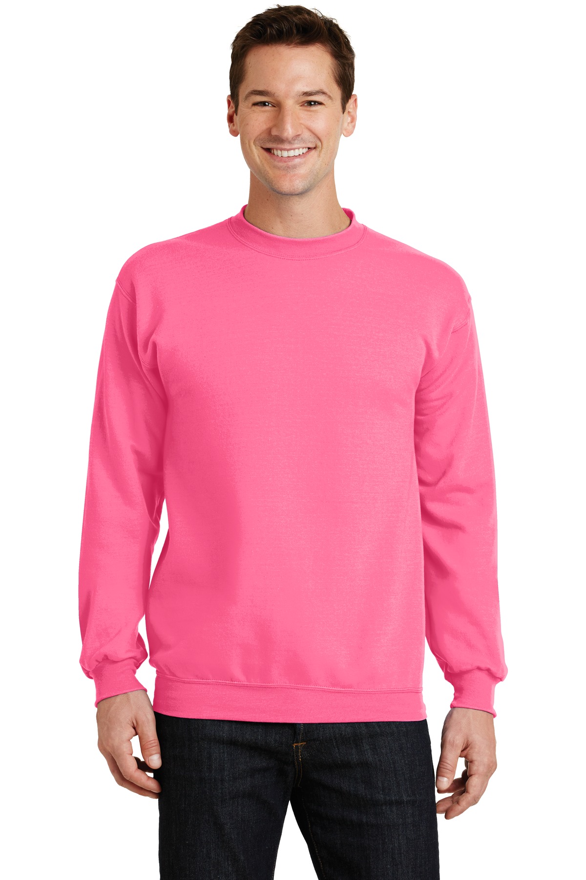 neon pink crew neck sweatshirt