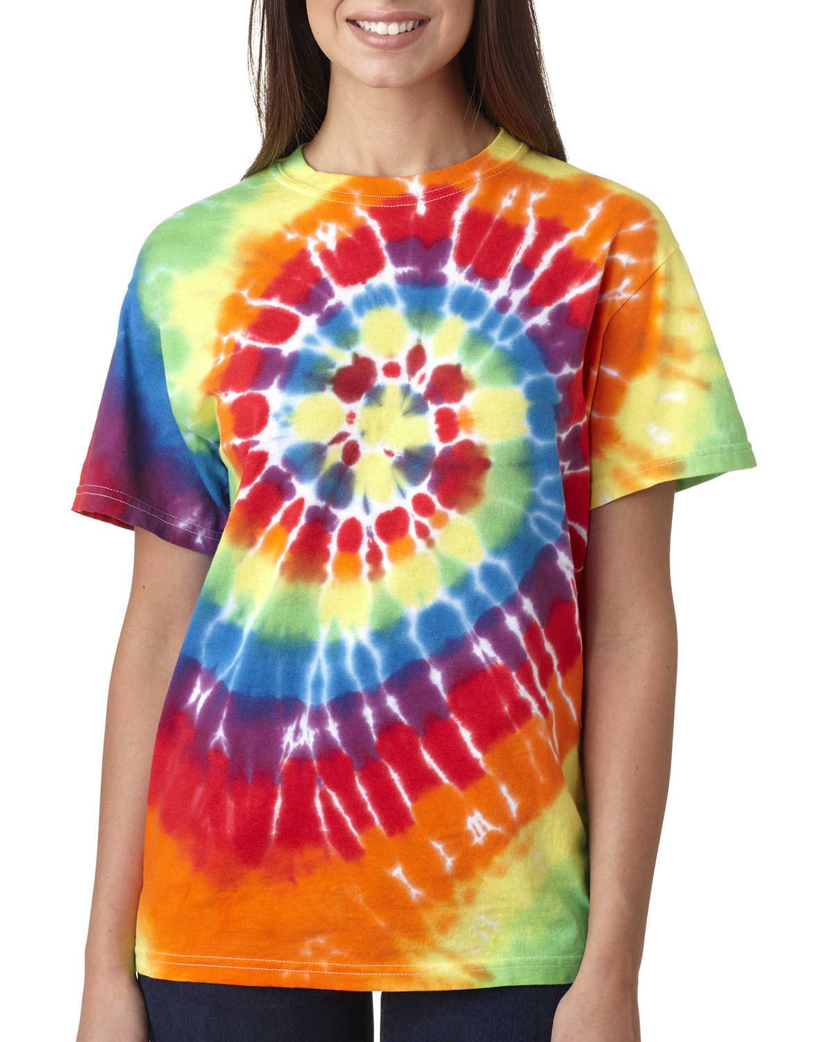 Dyenomite 200 Ms Unisex Multi Color Spiral Short Sleeve T Shirt